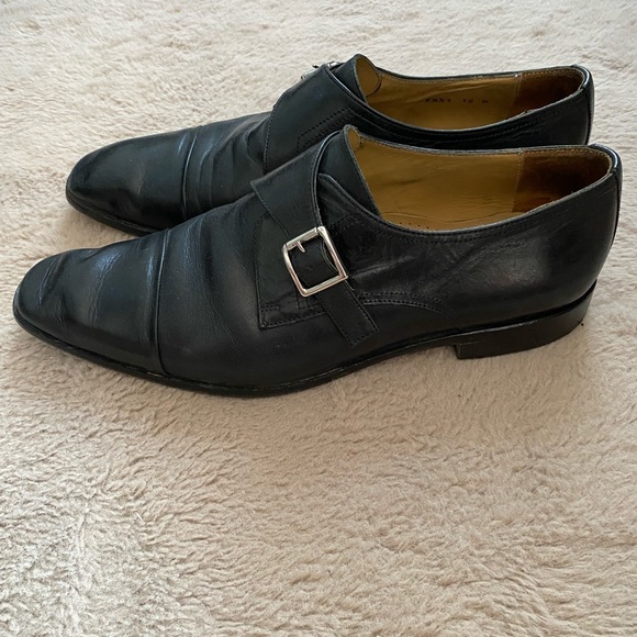 Mercanti Fiorentini Black Leather Dress Shoe Monk Strap 7551 Kenia Nero Size 12 - Picture 4 of 12